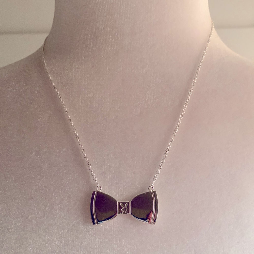 Playboy/white trash charm bow necklace